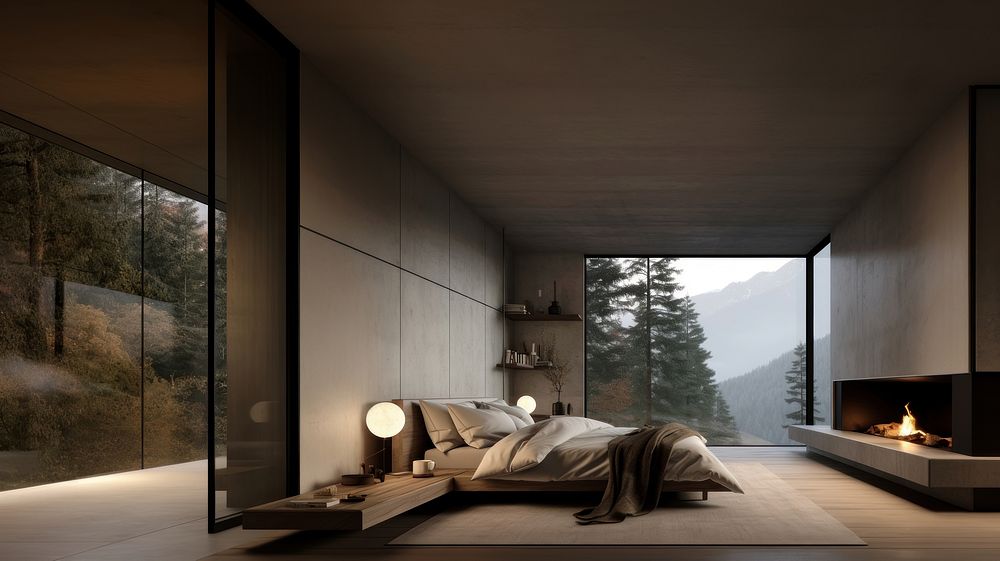 Modern bedroom design. AI generated Image by rawpixel.