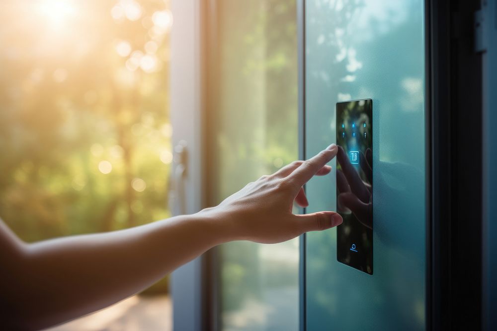 Hand touching a screen transparent technology protection. AI generated Image by rawpixel.