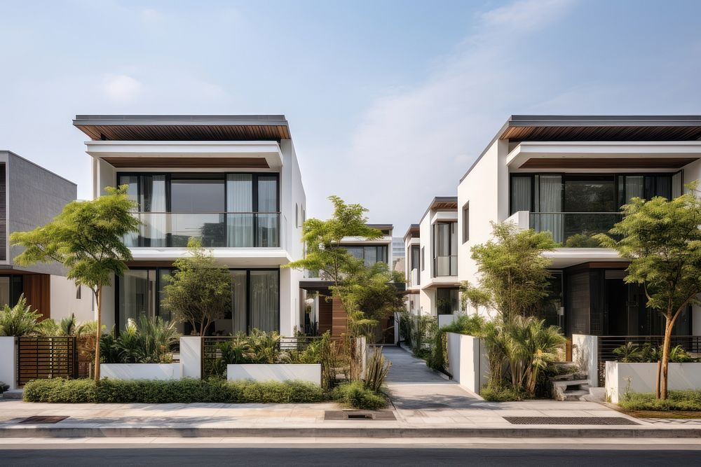 Small contemporary townhouse suburb architecture building. 