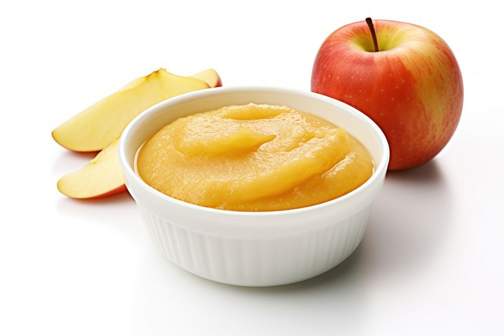 Apple puree food fruit white background. AI generated Image by rawpixel.