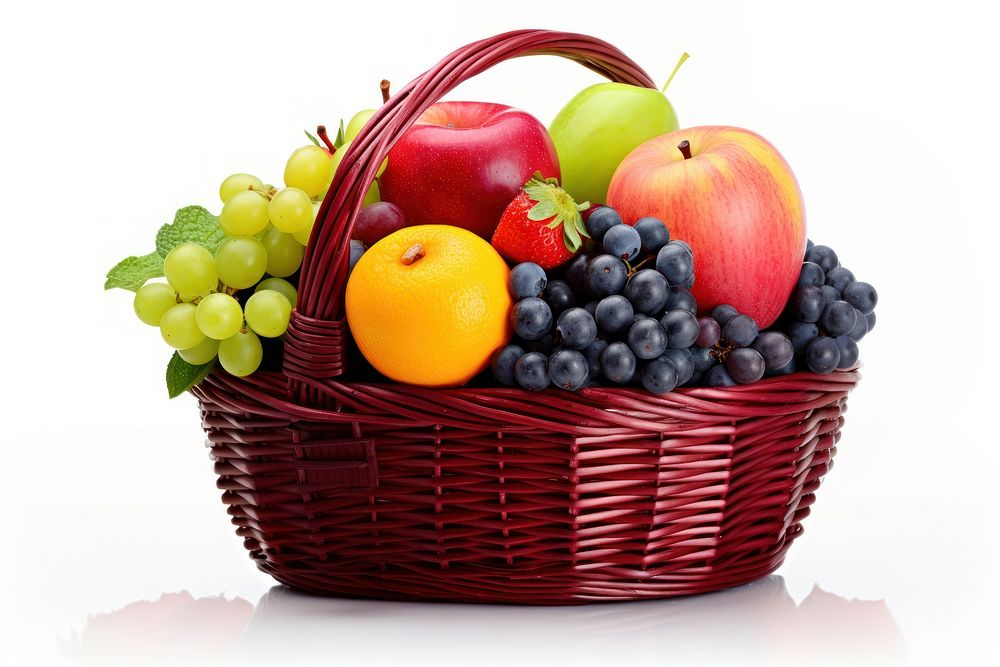 Basket fruit blueberry apple. AI generated Image by rawpixel.