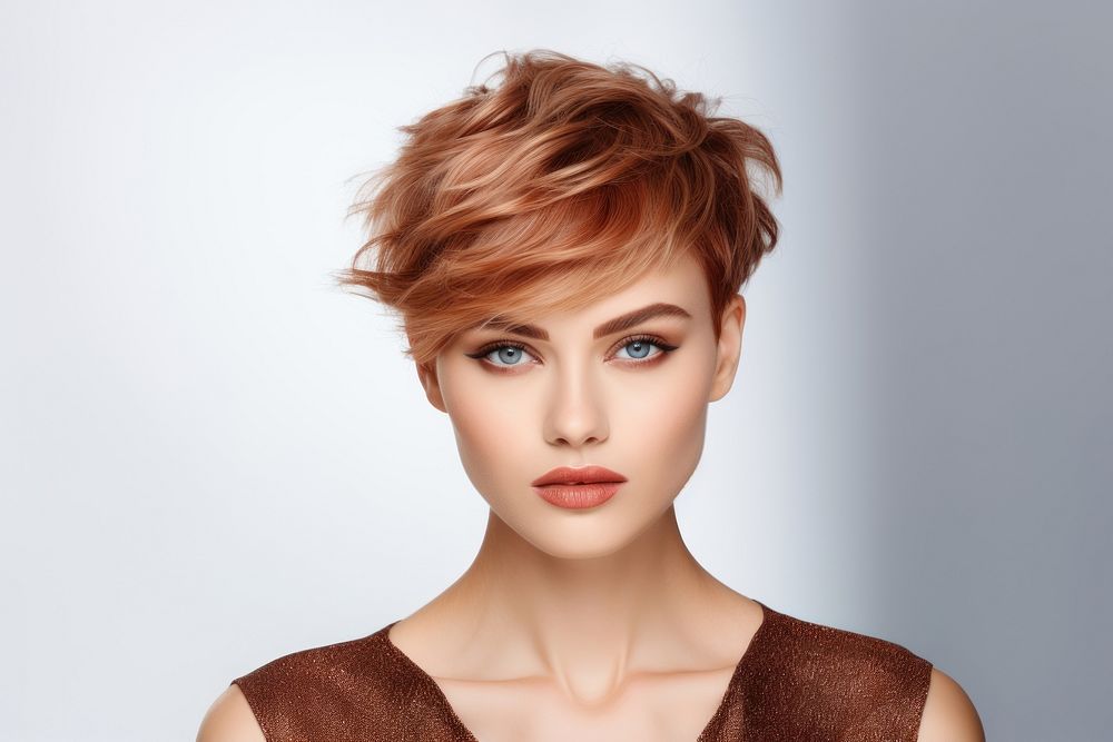 Beautiful short hair portrait adult photo. AI generated Image by rawpixel.