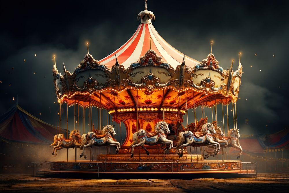 Circus carousel mammal horse. AI generated Image by rawpixel.