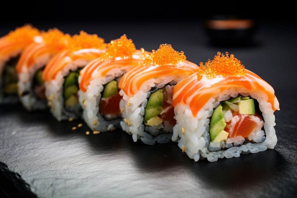 Delicious sushi roll food rice meal. AI generated Image by rawpixel.