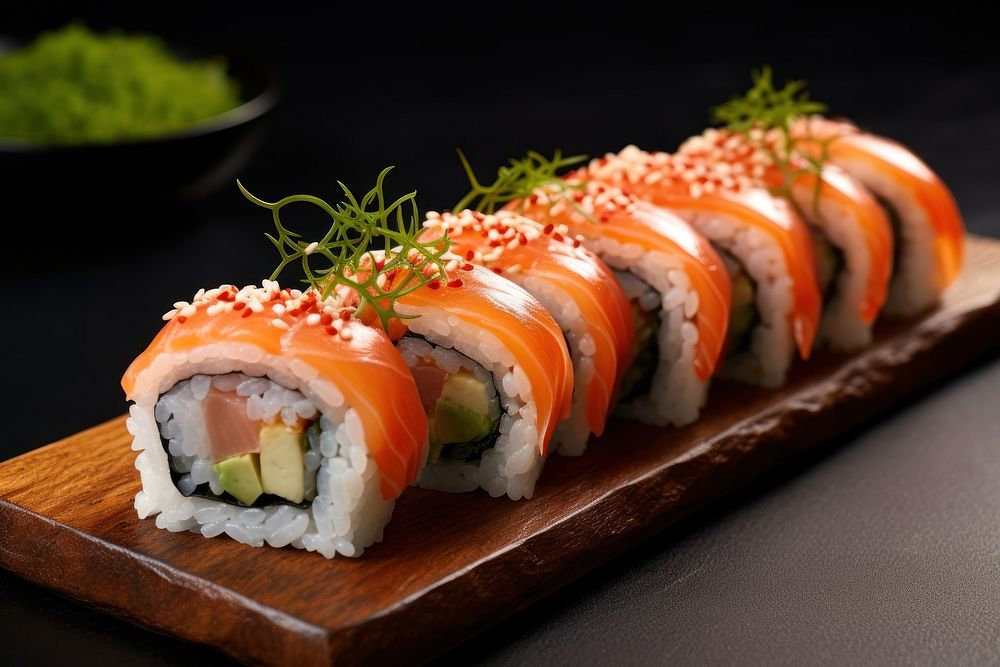 Delicious sushi roll food rice meal. 