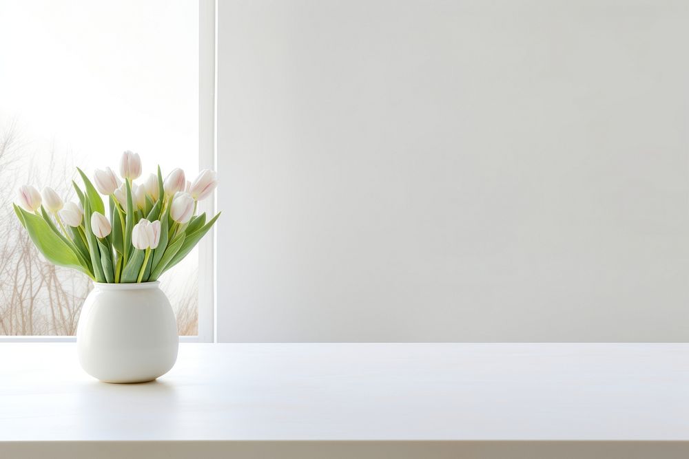 Empty tabletop windowsill flower plant. 