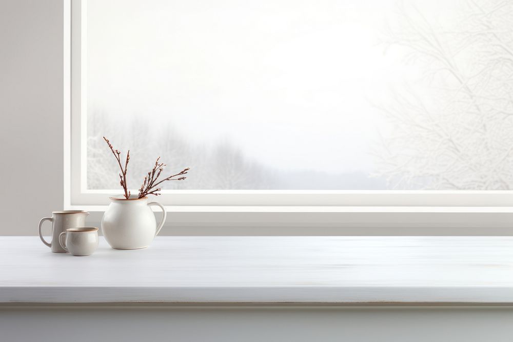 Empty tabletop windowsill plant white. AI generated Image by rawpixel.