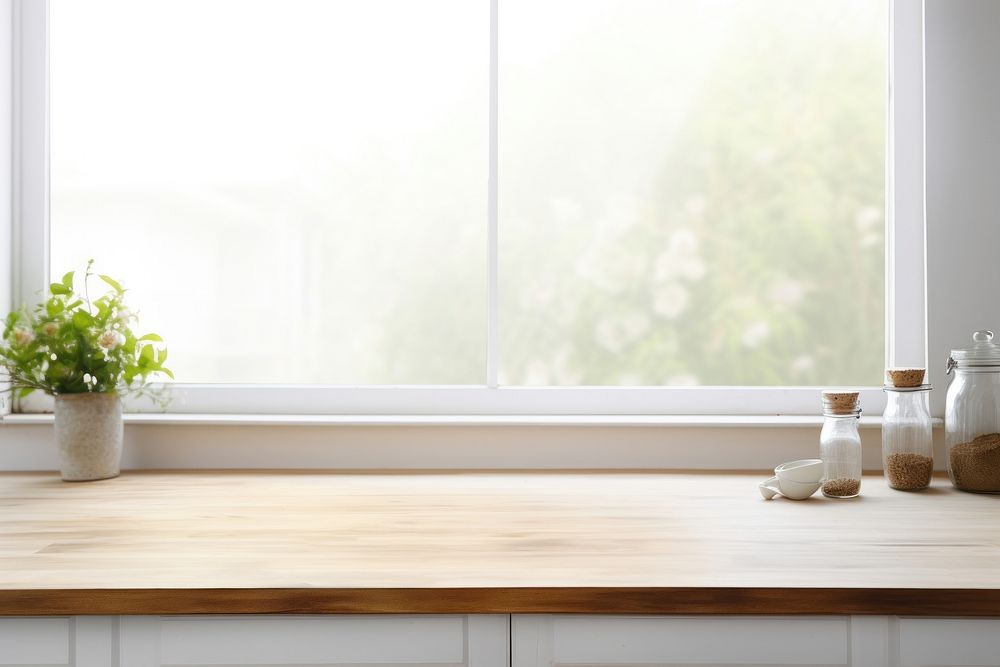 Empty tabletop windowsill kitchen plant. 