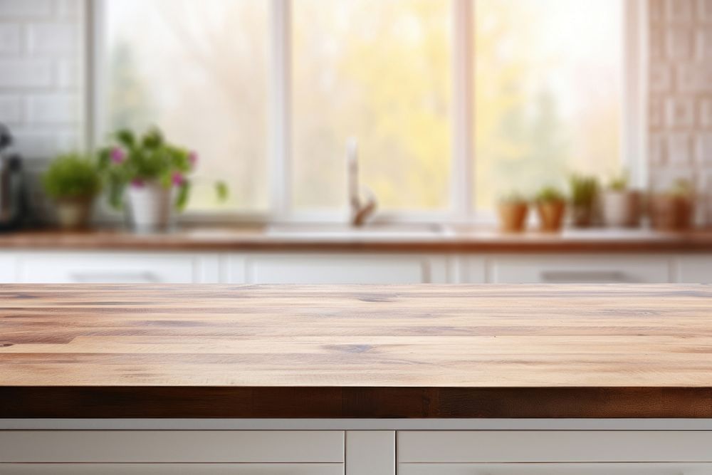 Empty tabletop furniture hardwood kitchen. AI generated Image by rawpixel.