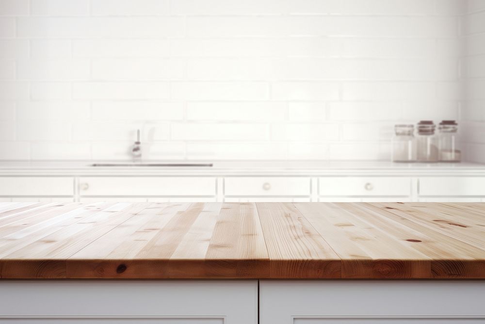 Wood countertops kitchen furniture white. AI generated Image by rawpixel.