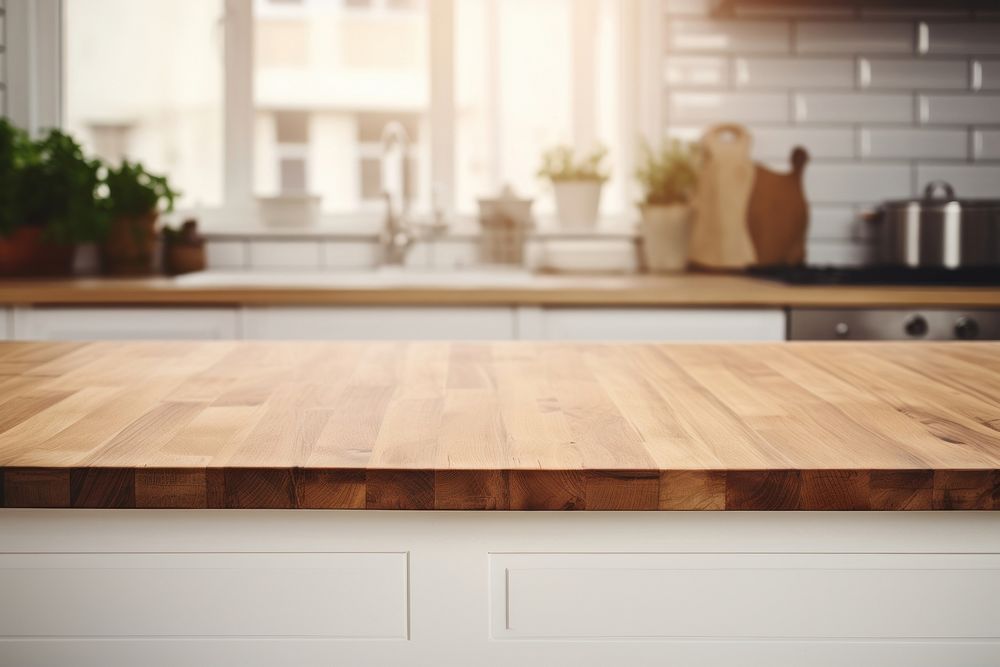 Wood countertops kitchen furniture hardwood. AI generated Image by rawpixel.