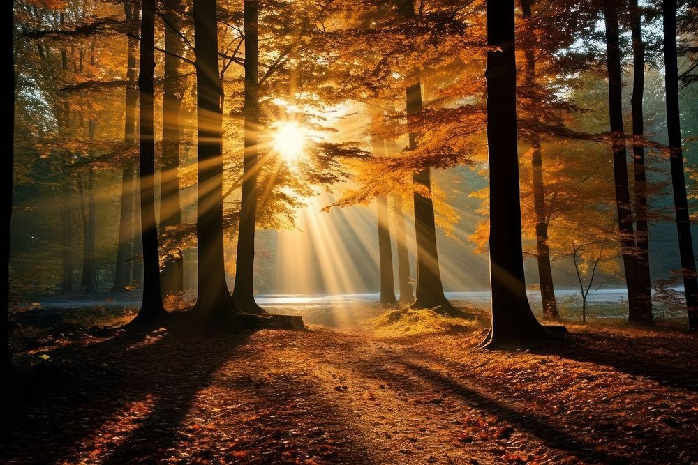 Nature autumn sunlight outdoors. AI generated Image by rawpixel.