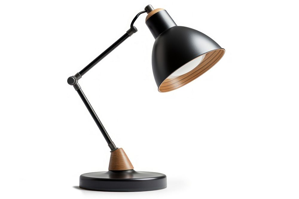 Modern desk lamp lampshade lighting white background. AI generated Image by rawpixel.