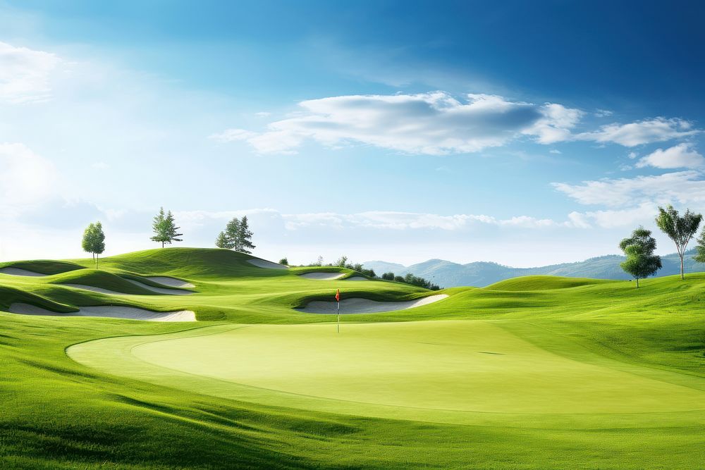 Sunny golf course outdoors nature sports. AI generated Image by rawpixel.