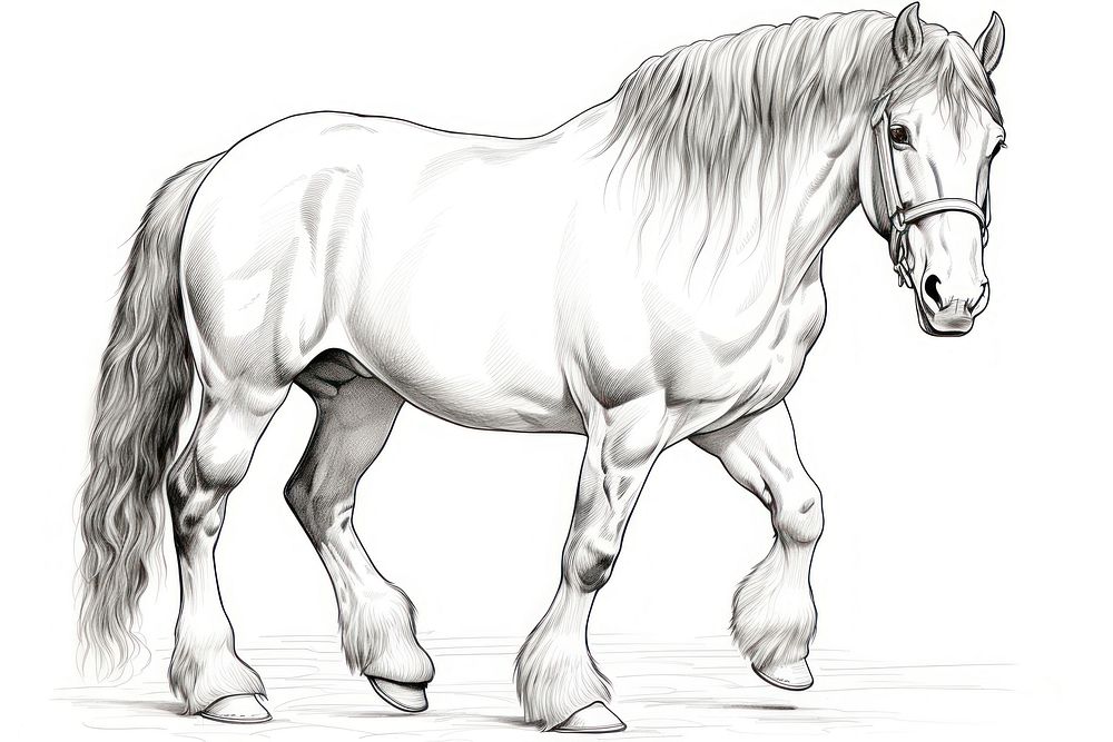 Clydesdale horse drawing animal mammal. AI generated Image by rawpixel.