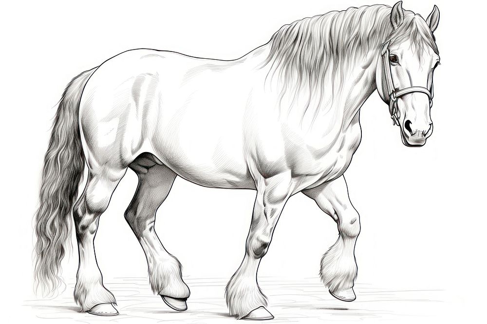 Clydesdale horse drawing animal mammal. | Premium Photo Illustration ...