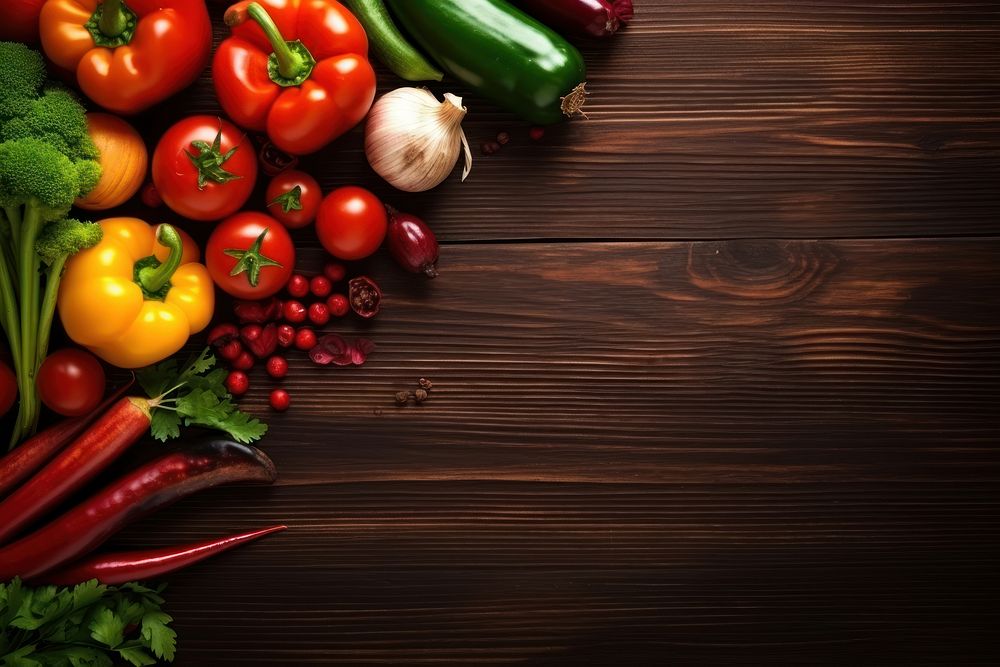 Vegetable wood backgrounds food. AI generated Image by rawpixel.