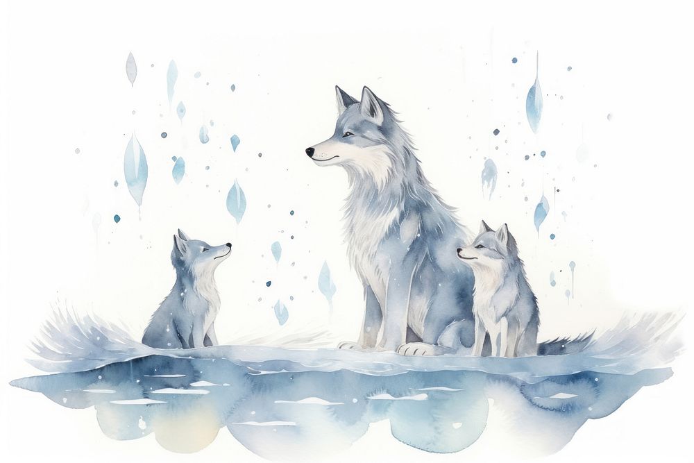 Wolf family animal mammal pet. AI generated Image by rawpixel.