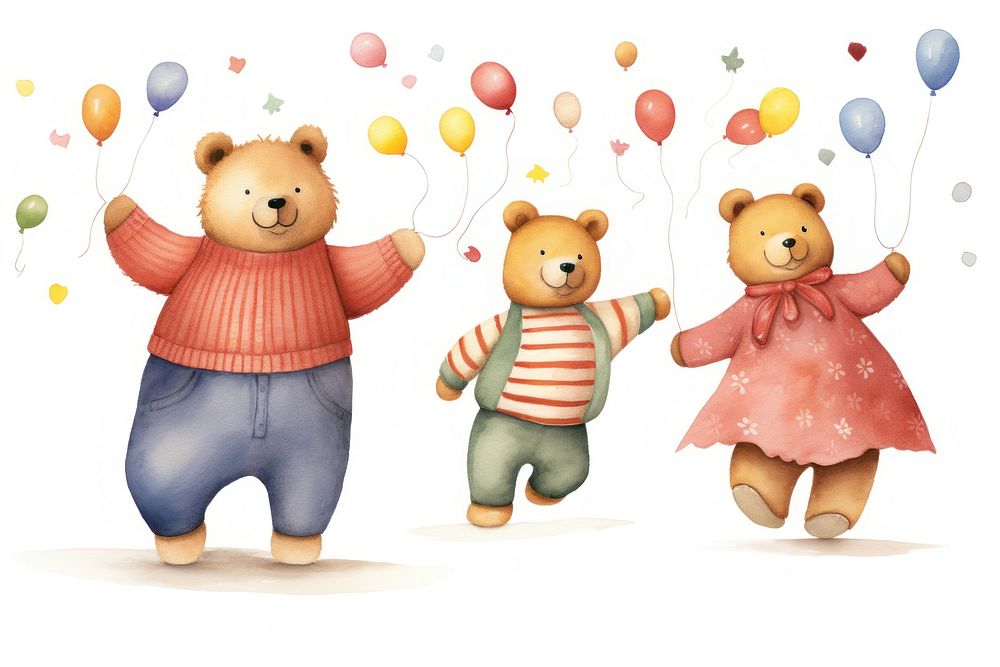 Bear family balloon mammal animal. AI generated Image by rawpixel.