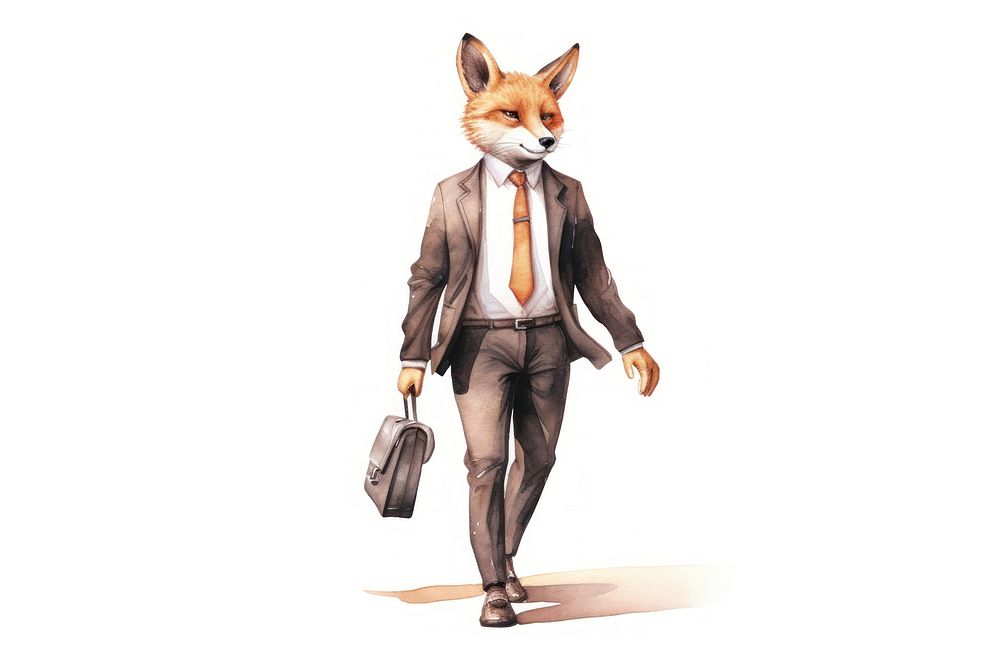 Fox wearing suit animal walking mammal. AI generated Image by rawpixel.