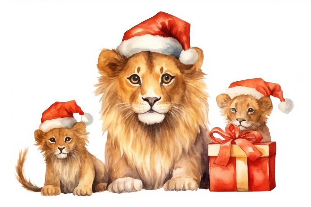 A lion christmas mammal animal. AI generated Image by rawpixel.