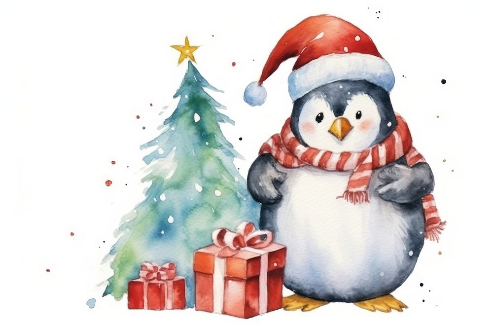 A penguin christmas snowman winter. AI generated Image by rawpixel.