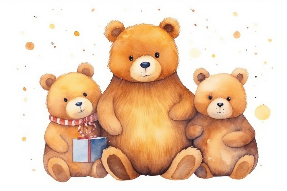Bear family animal toy white background. AI generated Image by rawpixel.