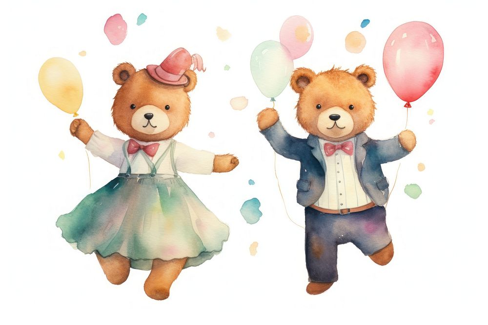 Couple bear wearing wedding costume balloon cute toy. AI generated Image by rawpixel.