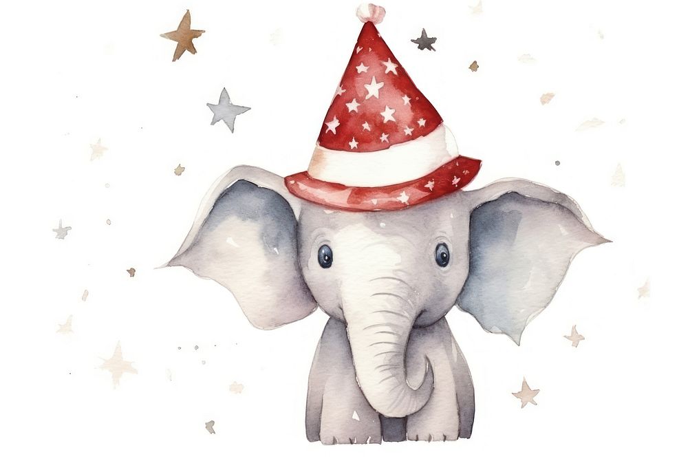 Elephant wearing christmas hat animal mammal nature. AI generated Image by rawpixel.