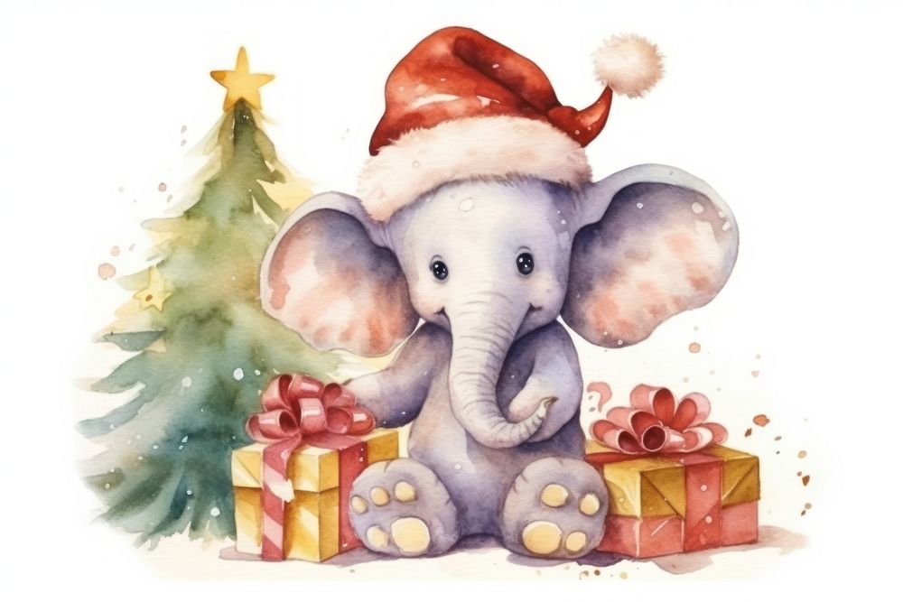 Elephant christmas mammal animal representation. AI generated Image by rawpixel.