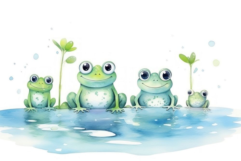 Frog family animal amphibian wildlife. AI generated Image by rawpixel.
