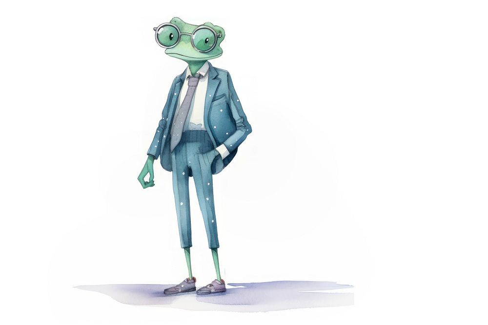 Frog fashion cartoon adult white background. AI generated Image by rawpixel.