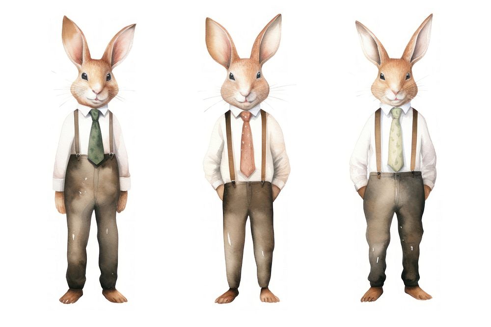 Rabbit businessperson animal mammal white background. AI generated Image by rawpixel.