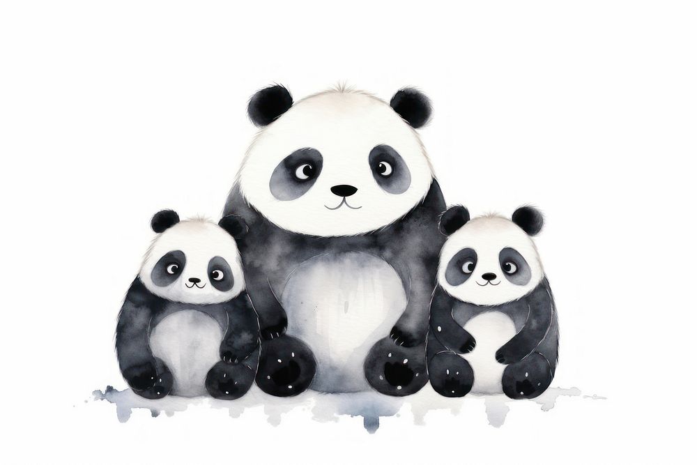 Panda family animal mammal bear. AI generated Image by rawpixel.