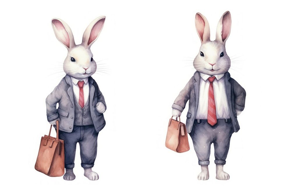 Rabbit businessperson animal mammal white background. AI generated Image by rawpixel.