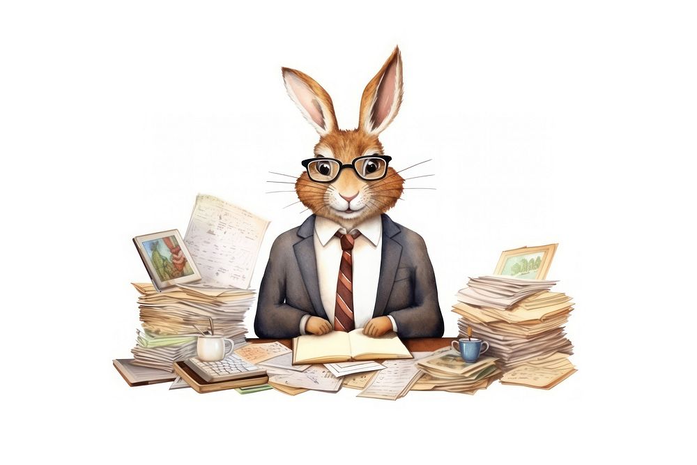 Rabbit businessperson animal mammal book. AI generated Image by rawpixel.
