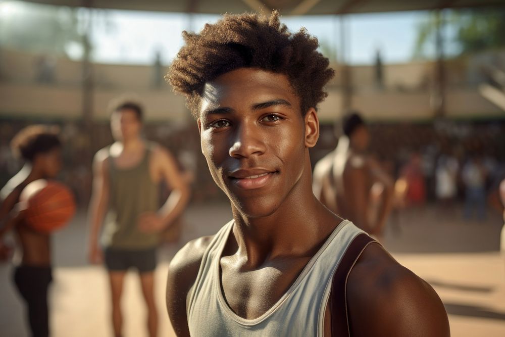 Young-age black man basketball sports competition. AI generated Image by rawpixel.