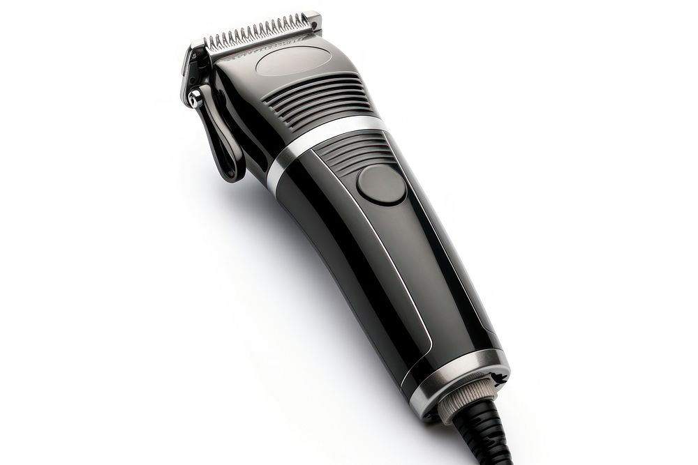 Black hair clipper white background technology microphone. AI generated Image by rawpixel.