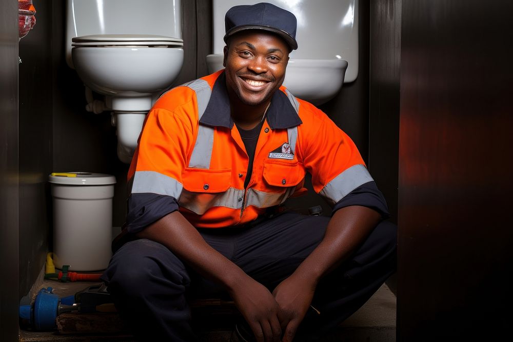 Man plumber cheerful sitting adult. AI generated Image by rawpixel.