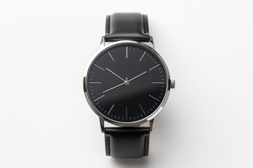 Wristwatch silver black white background. AI generated Image by rawpixel.