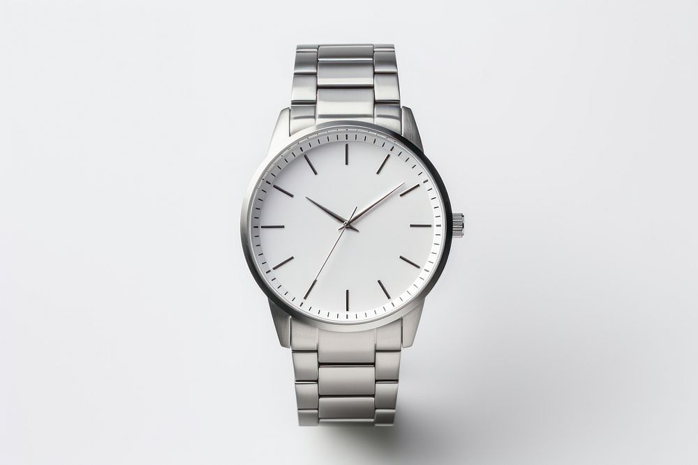 Wristwatch silver white background platinum. AI generated Image by rawpixel.