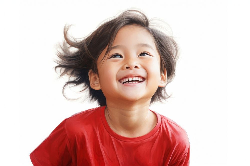 Asaian kid smiling laughing portrait child. AI generated Image by rawpixel.