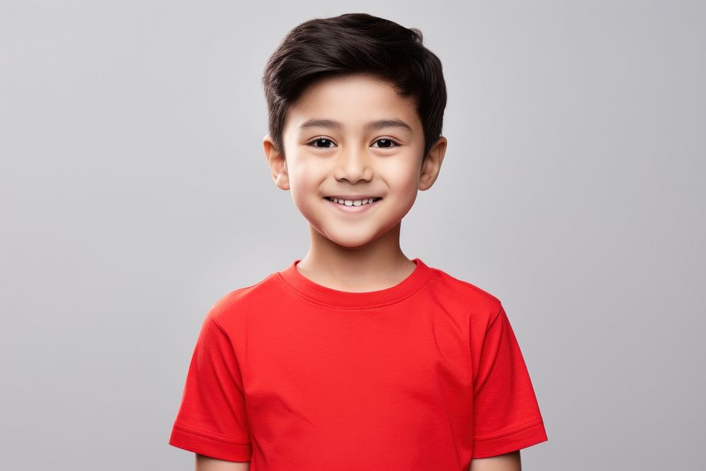 Asaian kid smiling child portrait t-shirt. AI generated Image by rawpixel.