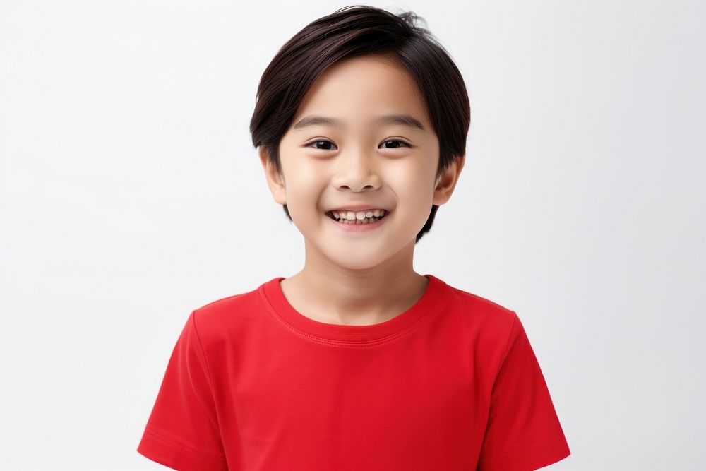 Asaian kid smiling portrait t-shirt child. AI generated Image by rawpixel.