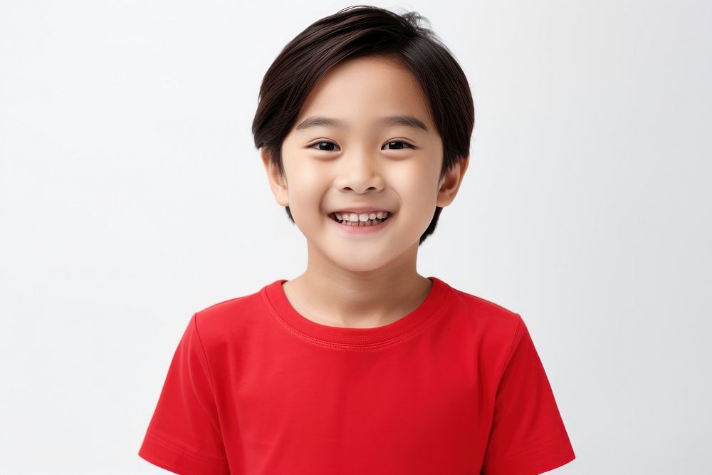 Asaian kid smiling portrait t-shirt child. 