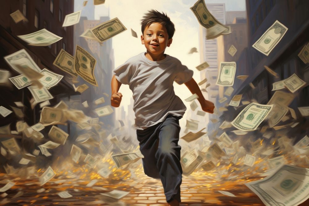 Boy money child architecture. AI generated Image by rawpixel.