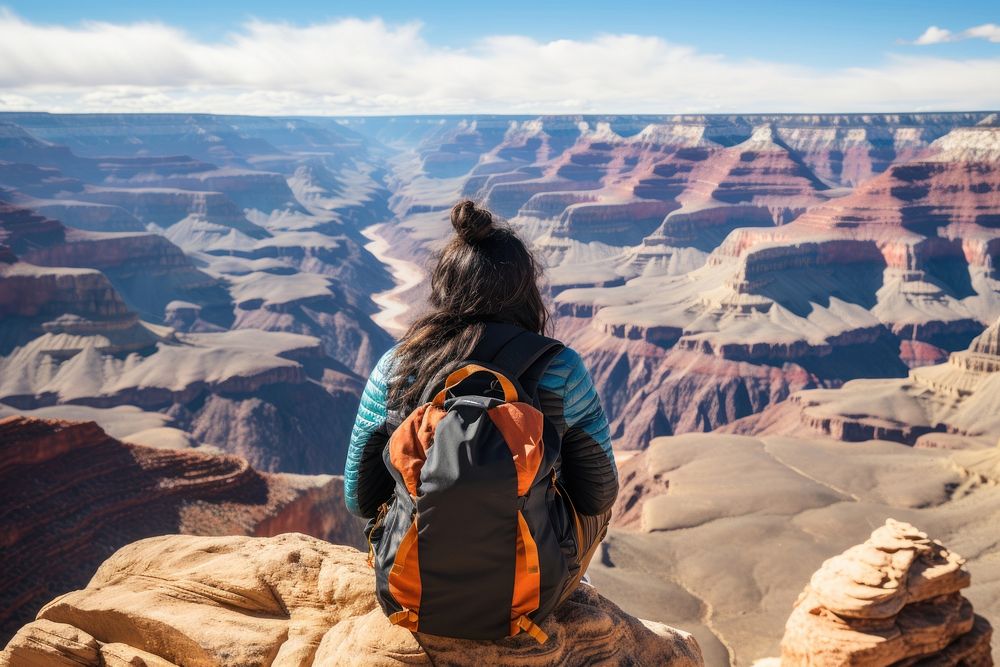 Grand canyon backpack backpacking female. AI generated Image by rawpixel.