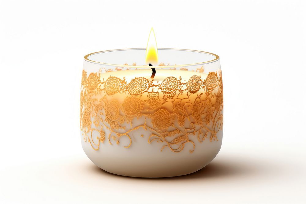 Candle fire white background refreshment. 