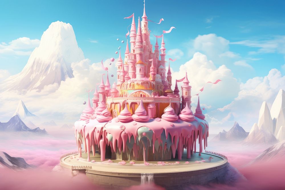 Castle cake dessert architecture. AI generated Image by rawpixel.