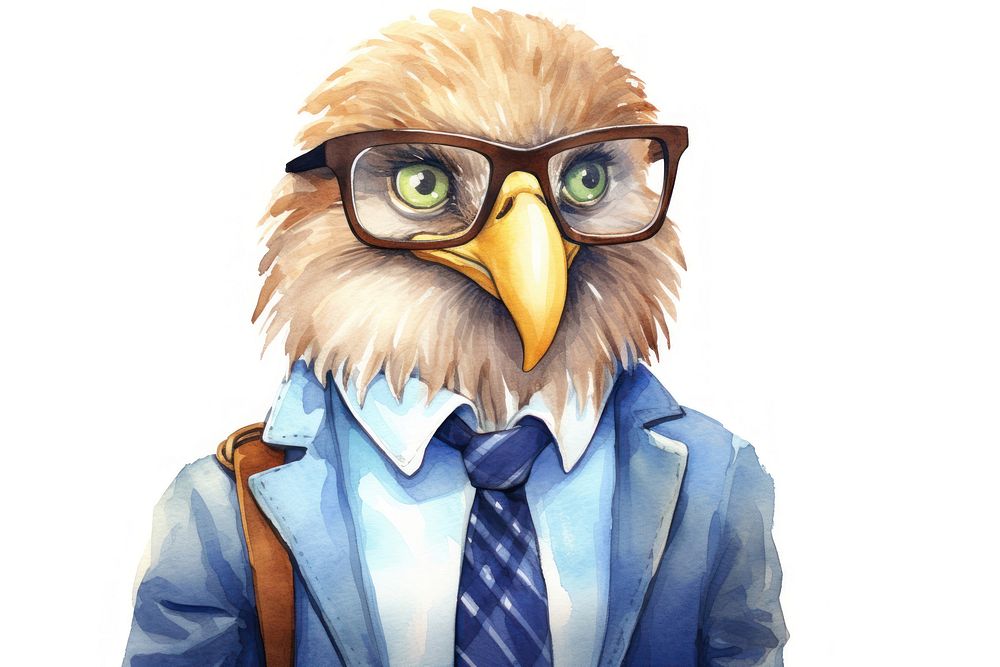 Eagle businessperson glasses cartoon animal. AI generated Image by rawpixel.